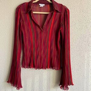 Ruffle Trim V-Neck Blouse